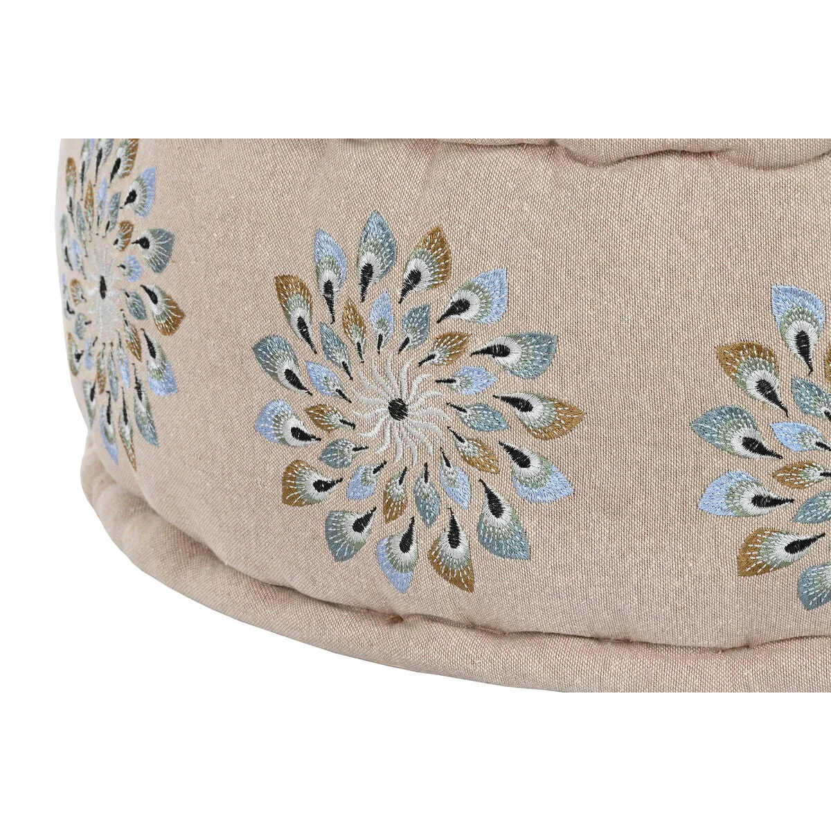 Pouf DKD Home Decor Bleu Beige 60 x 60 x 27 cm – Image 4