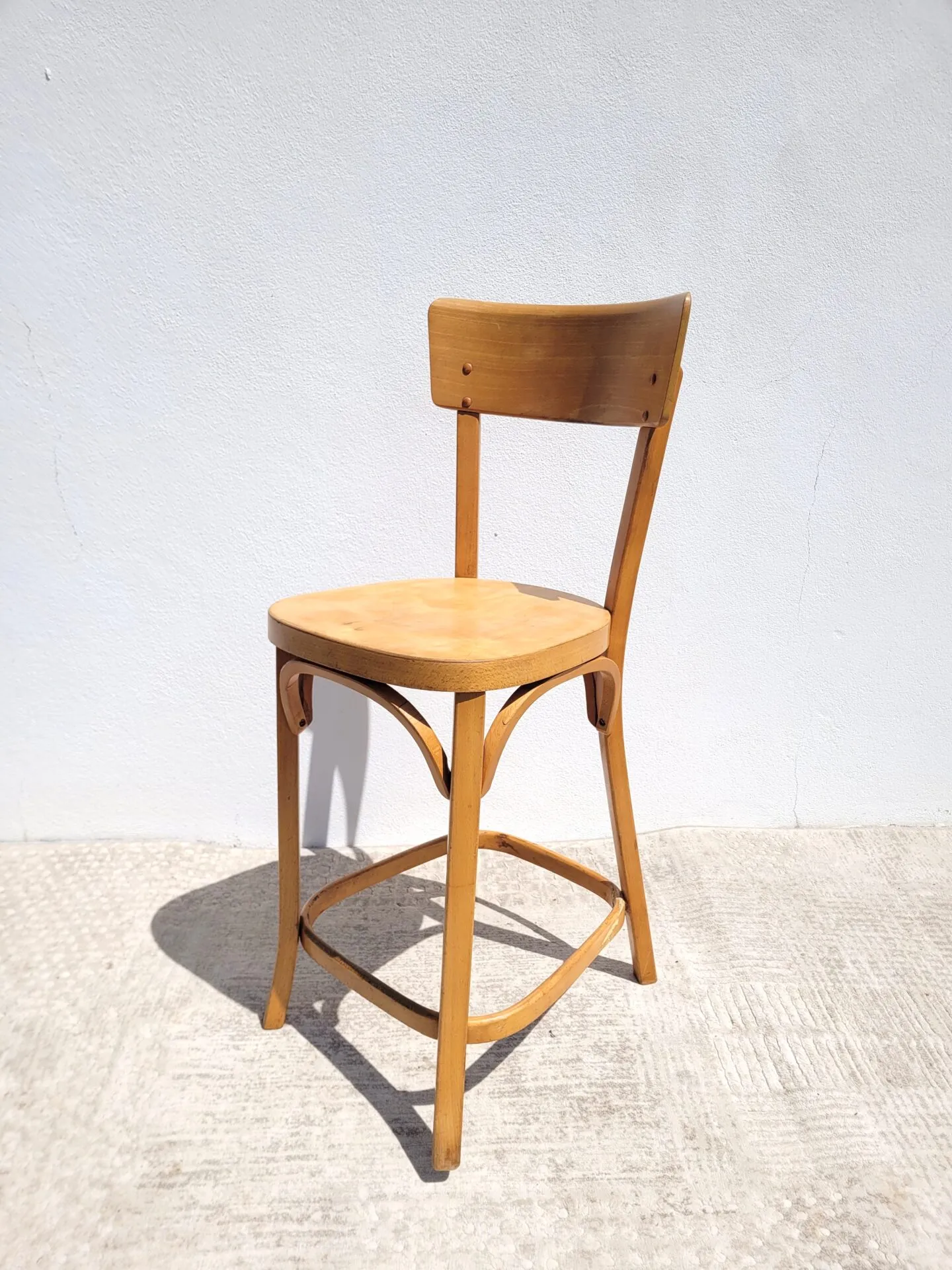 Chaise haute vintage en bois dlg Baumann – Image 3