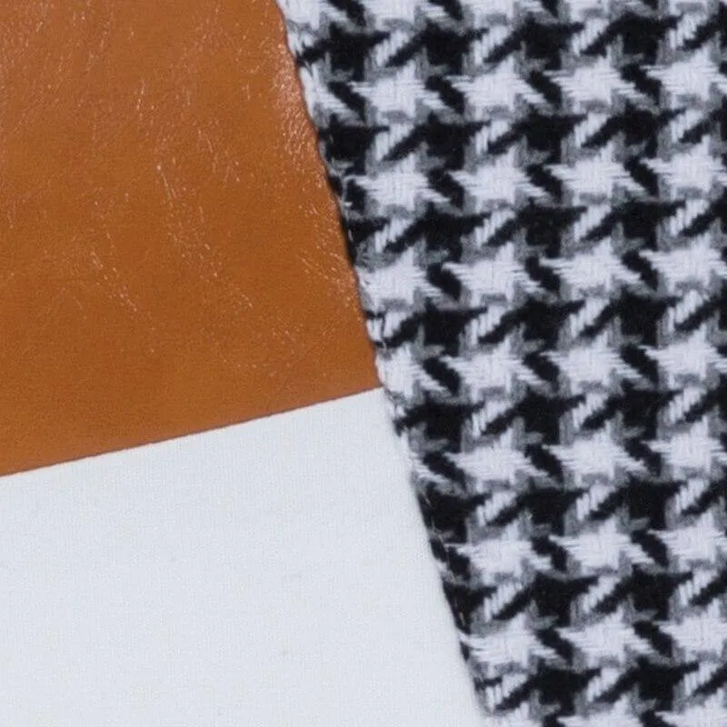 Coussin Simili Cuir Rectangulaire Blanc et Marron – Image 2