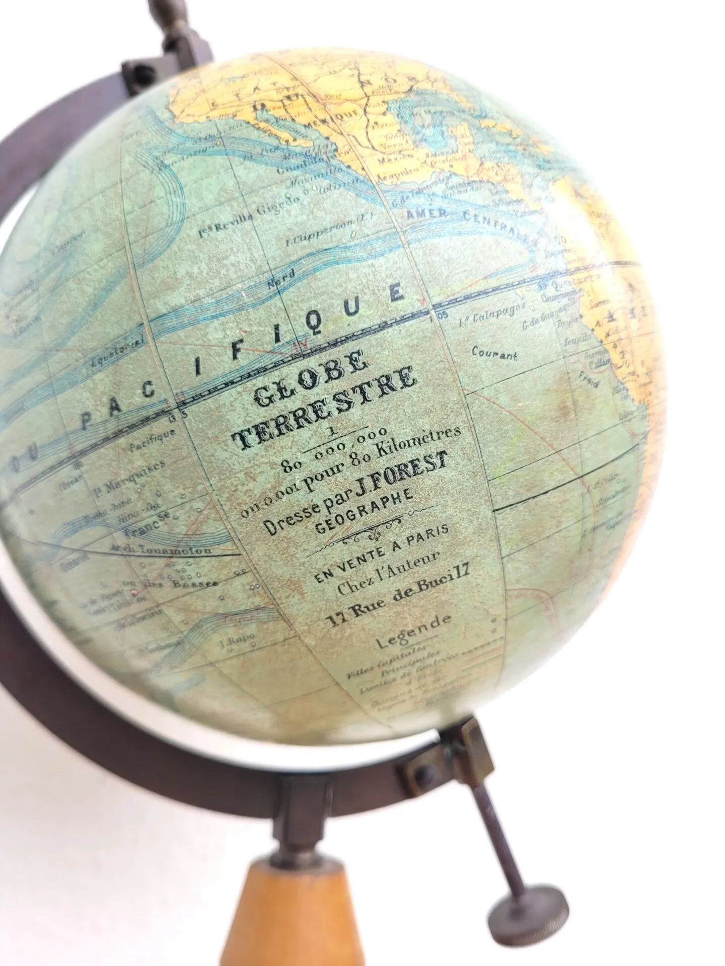 Globe terrestre mappemonde XIX° siècle par J. Forest – Image 7