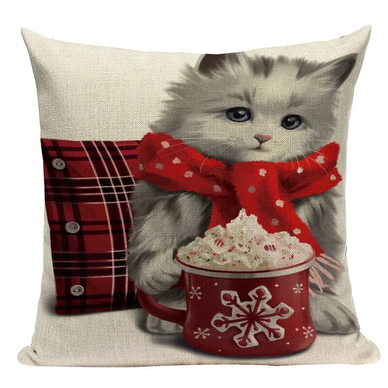 Coussin Noël Chien et Chat – Image 3