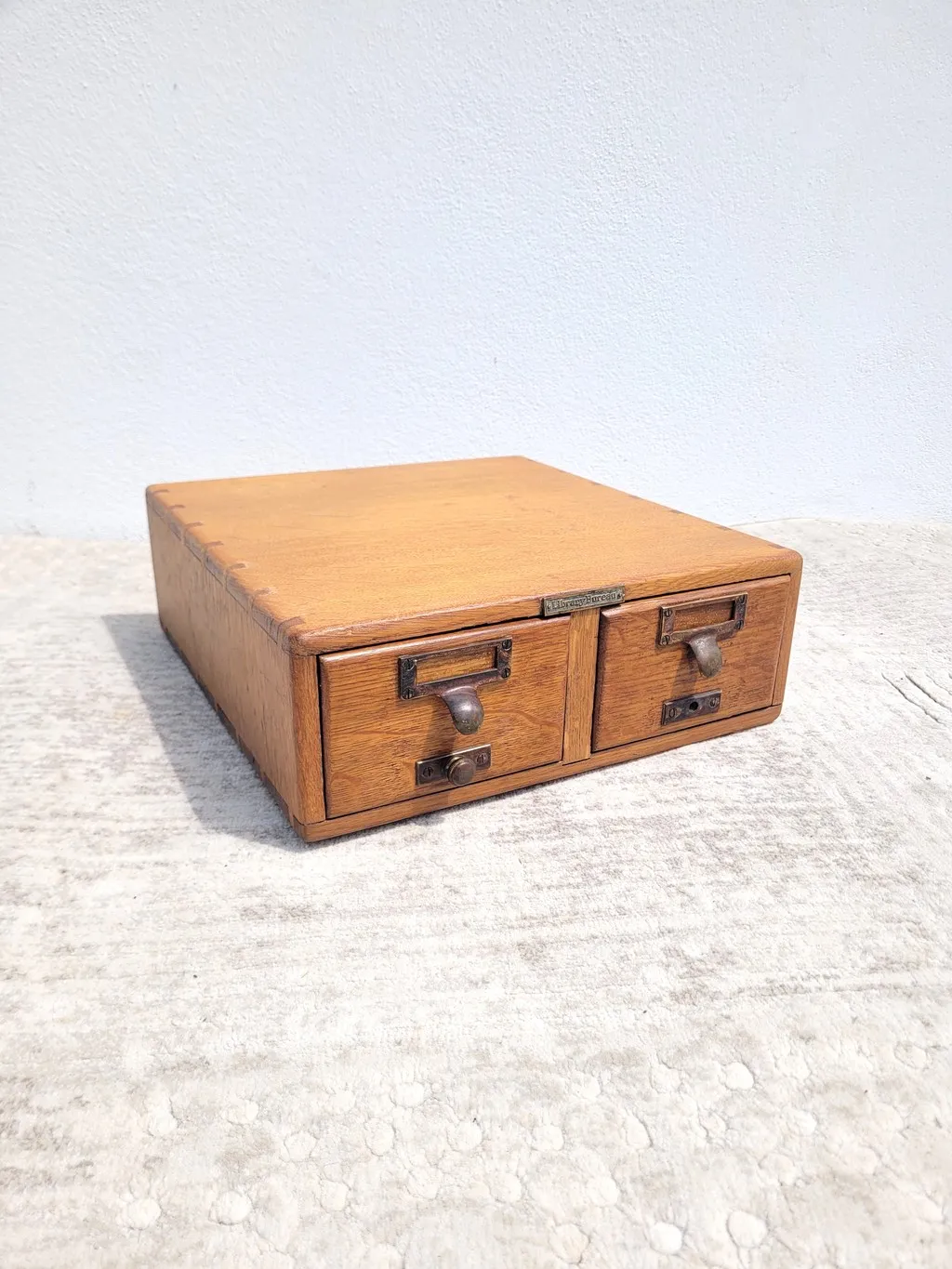 Petit meuble ancien pour fiches cartons en chêne – Image 3