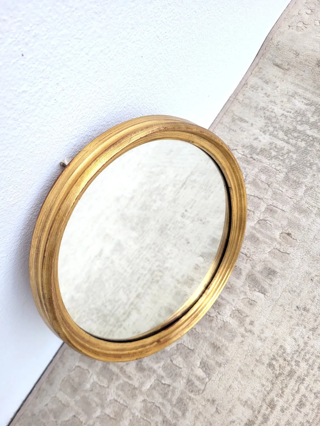 Petit miroir ancien doré ovale 27x33cm – Image 3