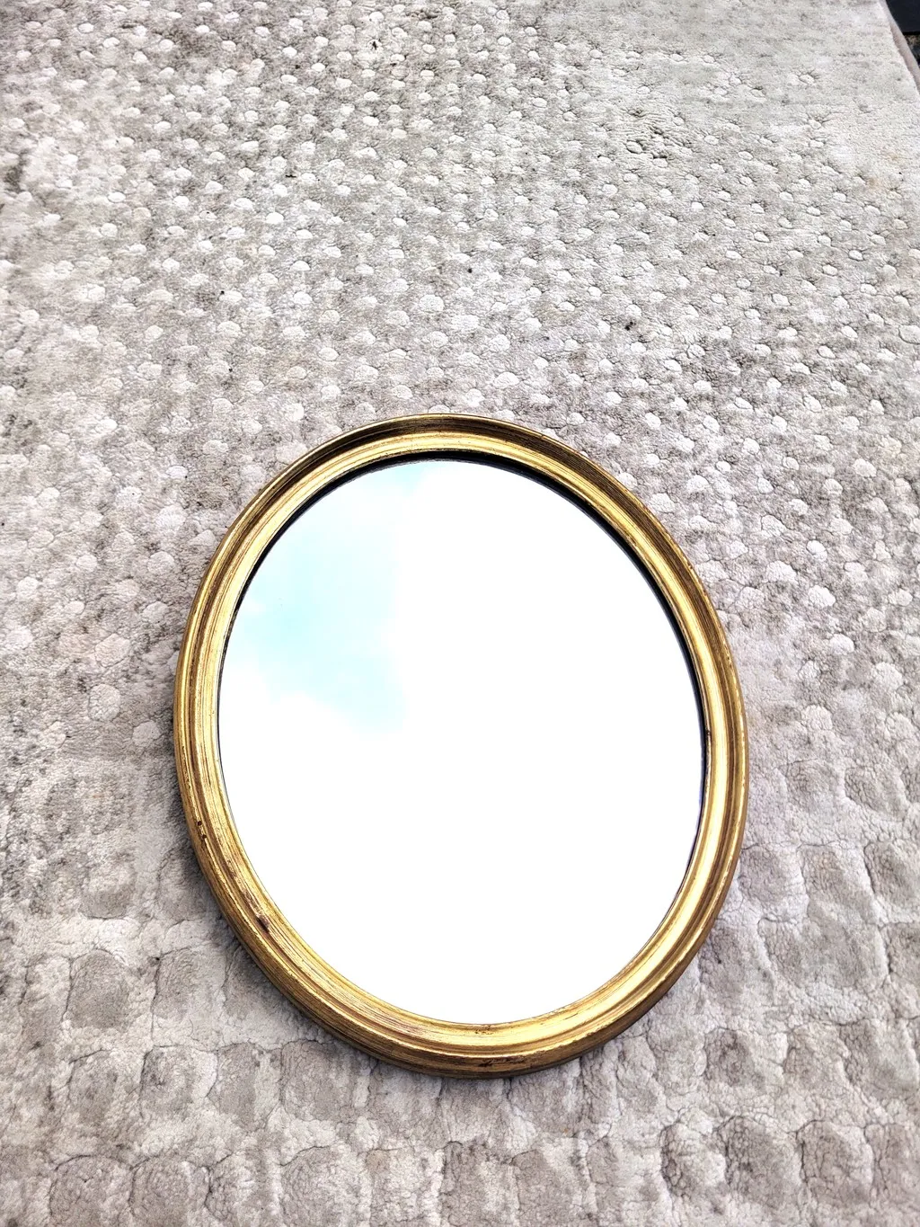 Petit miroir ancien doré ovale 27x33cm – Image 4