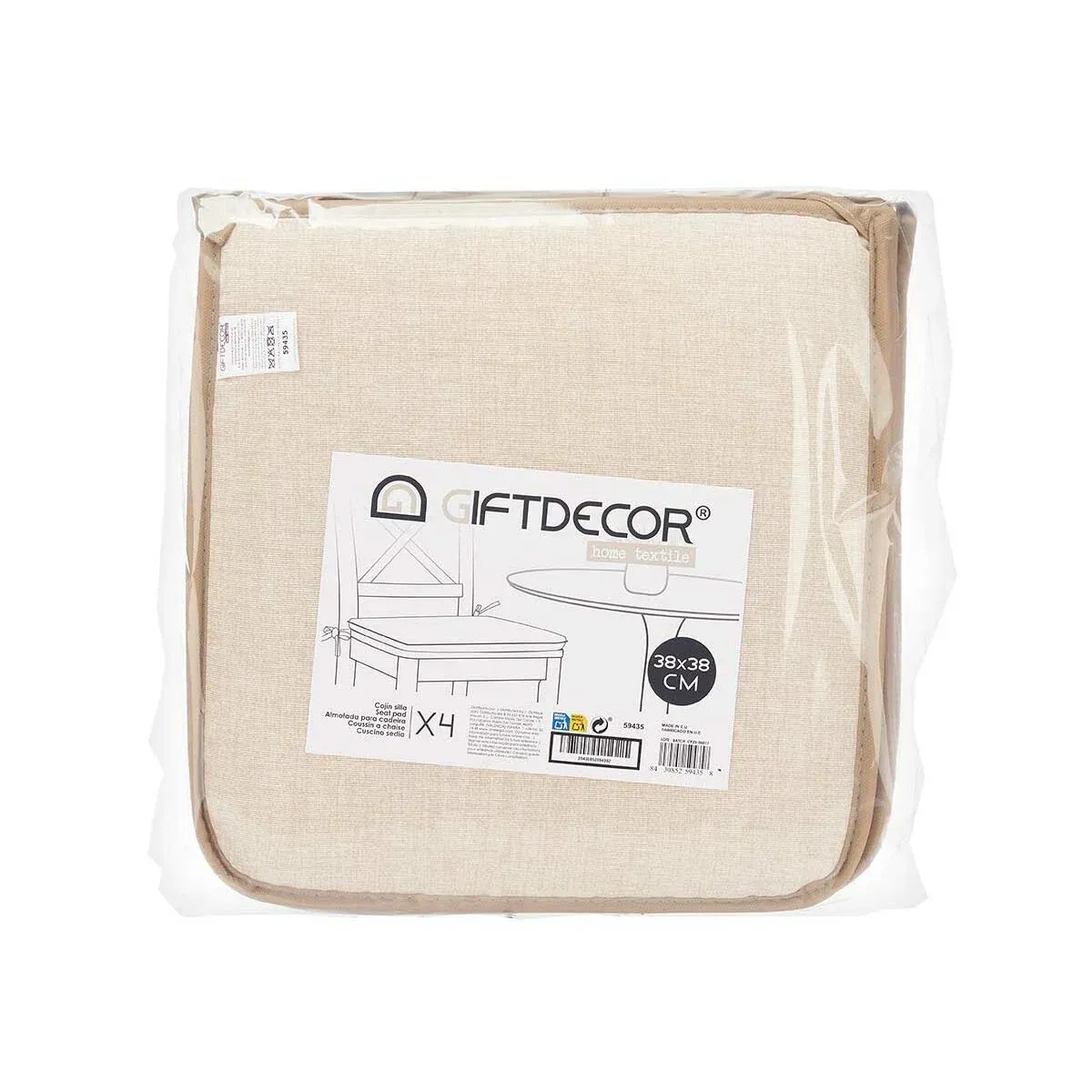 Coussin de chaise 38 x 2,5 x 38 cm (4 Unités) – Image 3