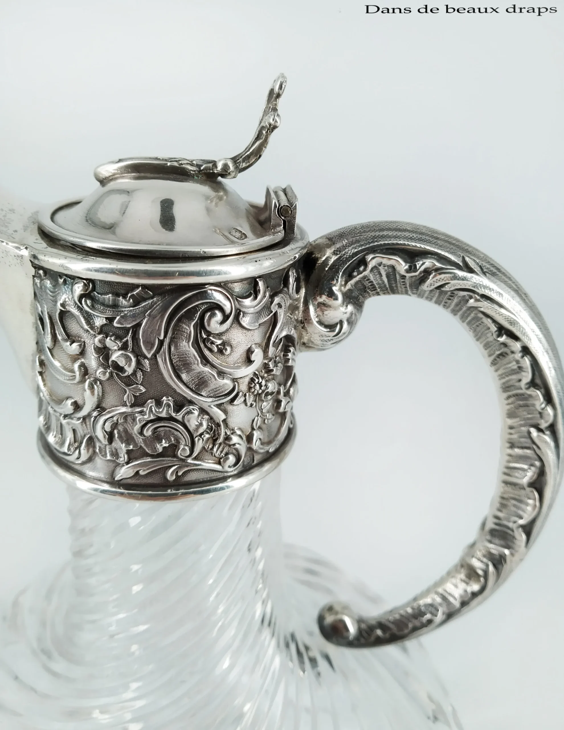 Ravissante aiguière à porto en cristal et argent, orfèvre Debain, XIX ème – Image 3