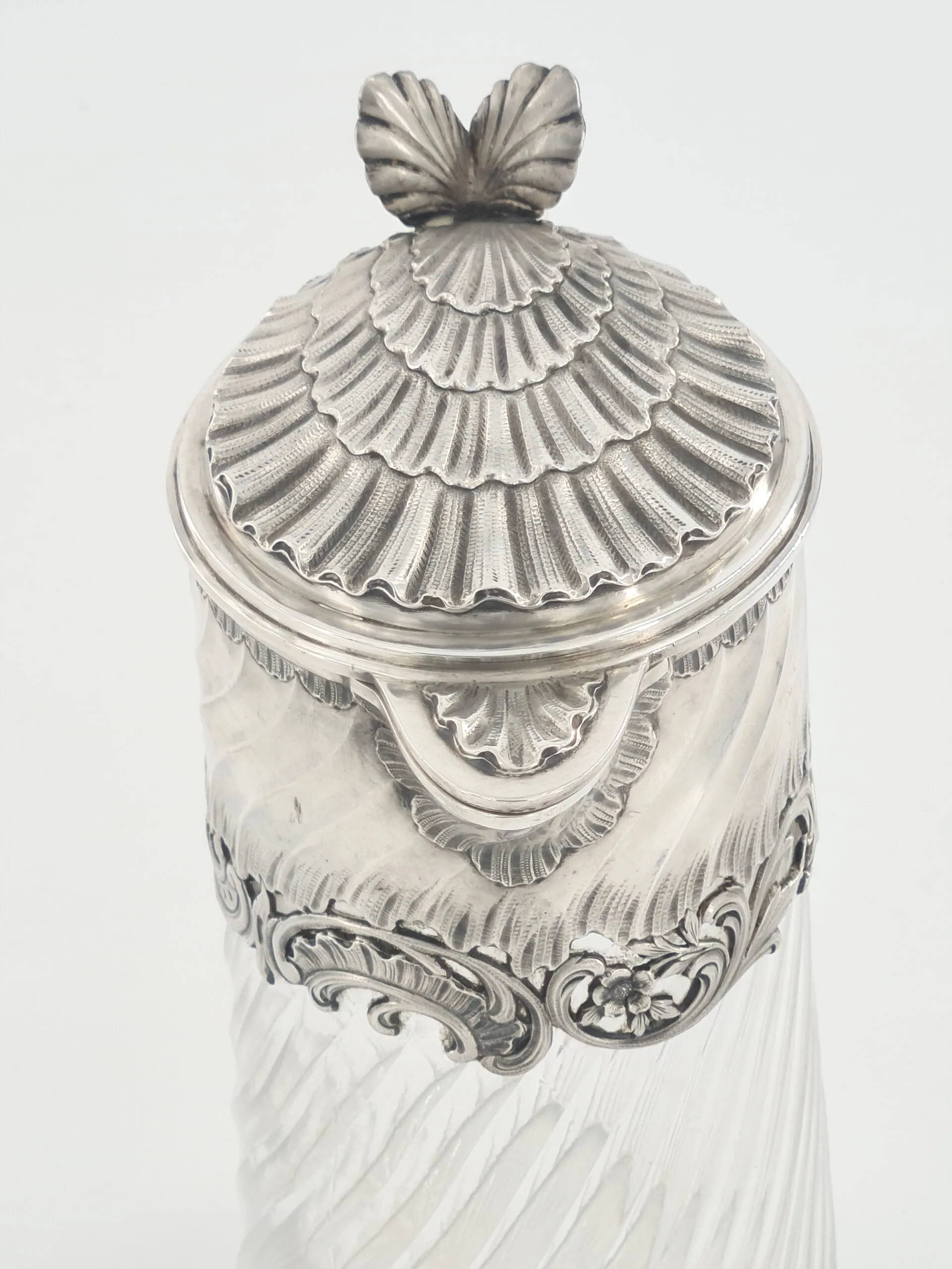 Magnifique aiguière ou pichet en cristal et argent, fin XIXème. – Image 3