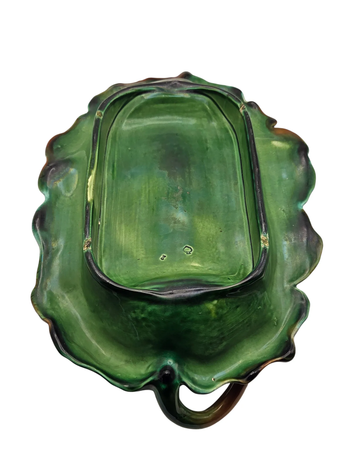 Superbe plat à asperge en barbotine , fin XIX ème. – Image 3