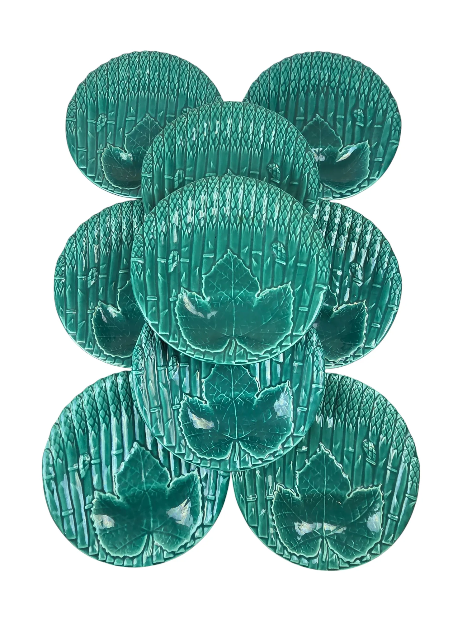 Magnifique service à asperges en barbotine de Saint Amand et Hamage , début XXème, 14 pièces. – Image 4