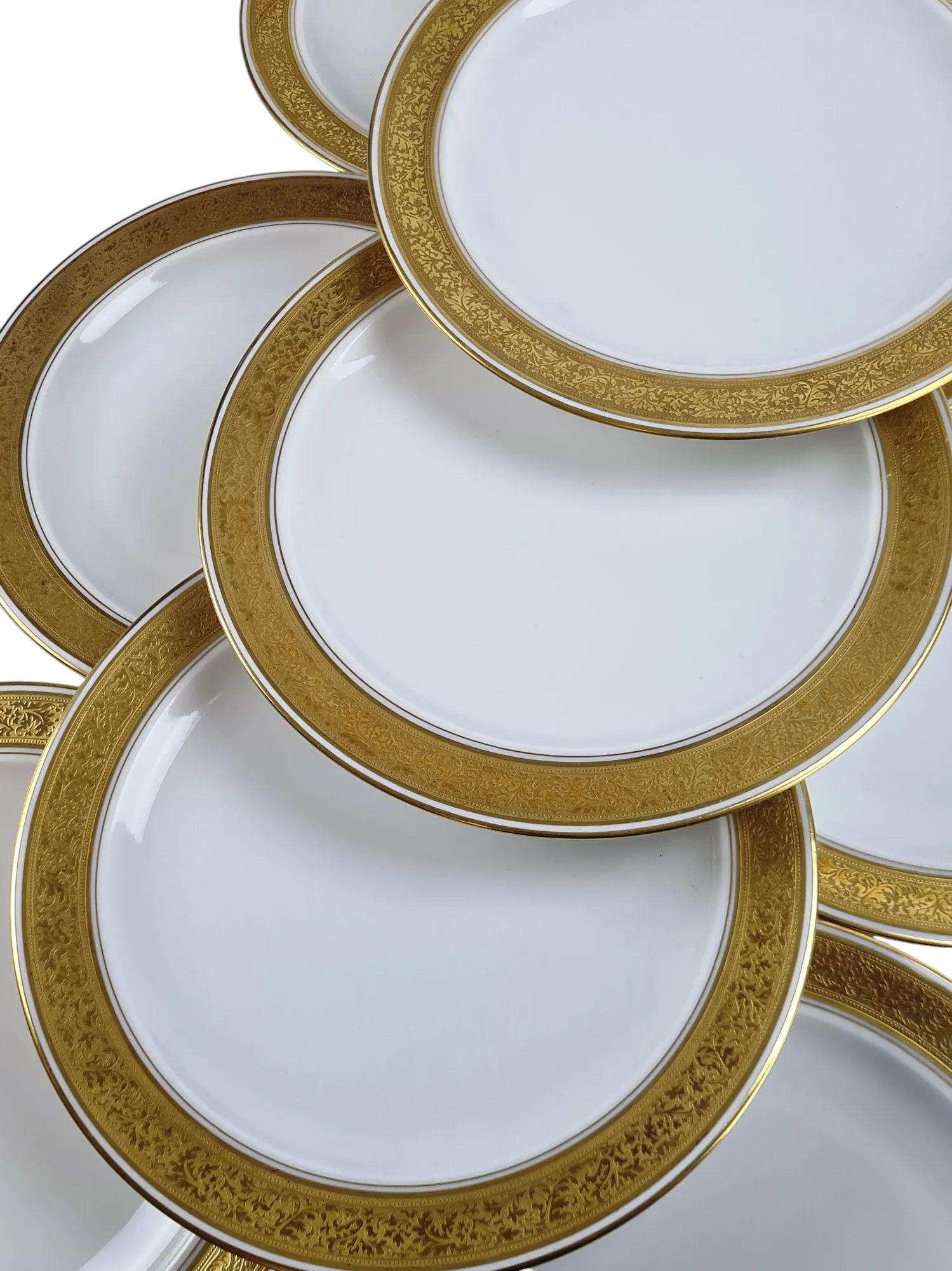 Superbe suite de 12 assiettes à dîner en porcelaine de Limoges, maison Raynaud – Image 3