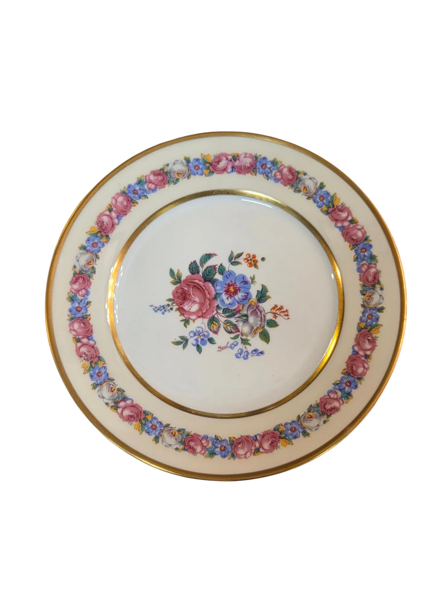 8 assiettes à dessert en porcelaine de Limoges à décor floral, époque Art Déco. – Image 3