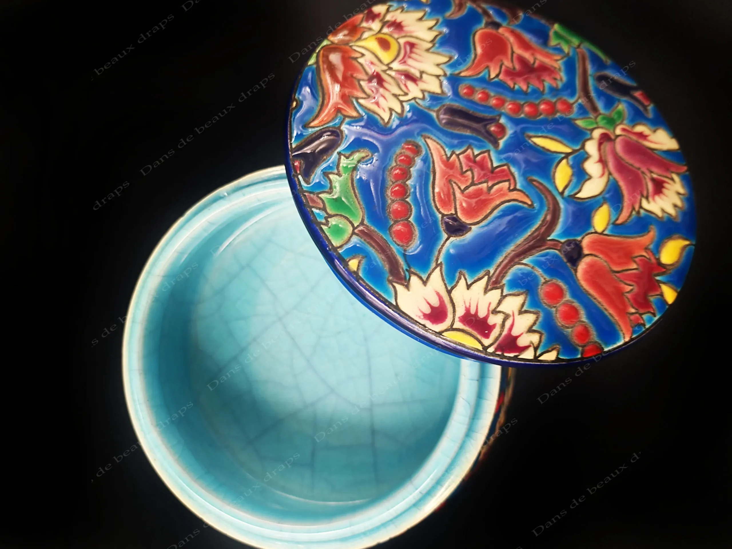 Jolie boite ou bonbonnière en émaux de Longwy,années 50. – Image 2