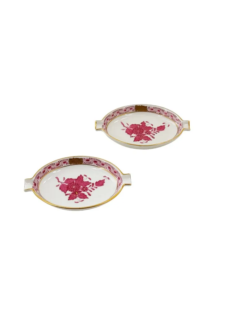 Cendrier de table en porcelaine de Herend, modèle Apponyi pourpre. – Image 2