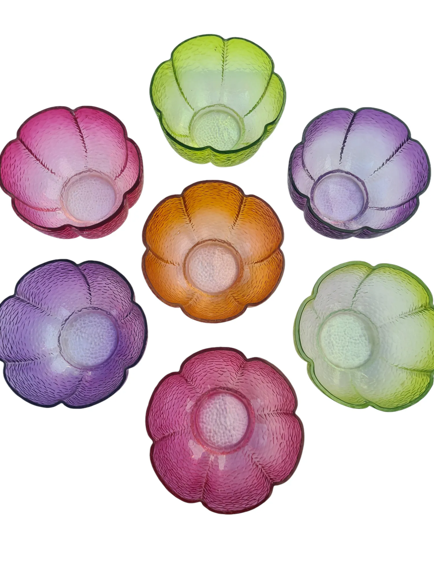 7 belles coupes à dessert en cristal de couleur. – Image 2