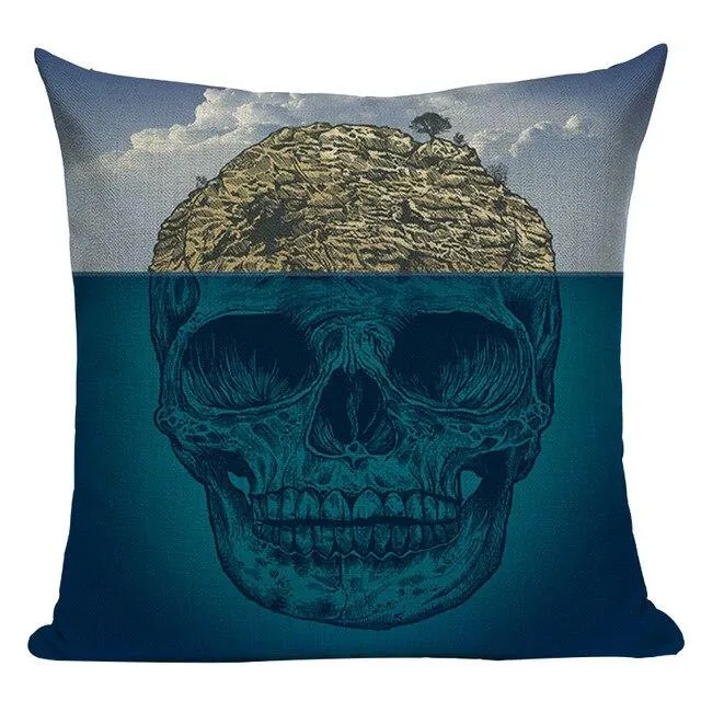 Coussin Tête De Mort Bleu – Image 2