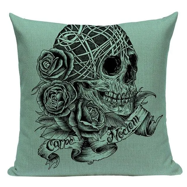 Coussin Tête De Mort Bleu – Image 3