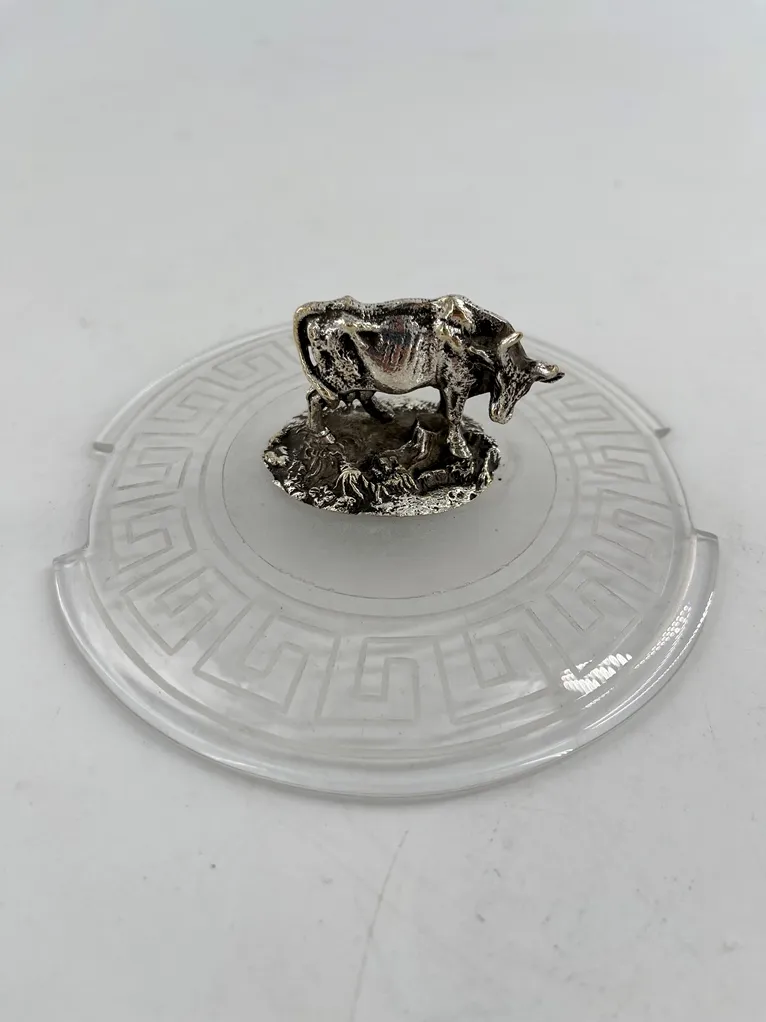 Très belle boite à fromage en cristal et métal argenté, début XXème – Image 5