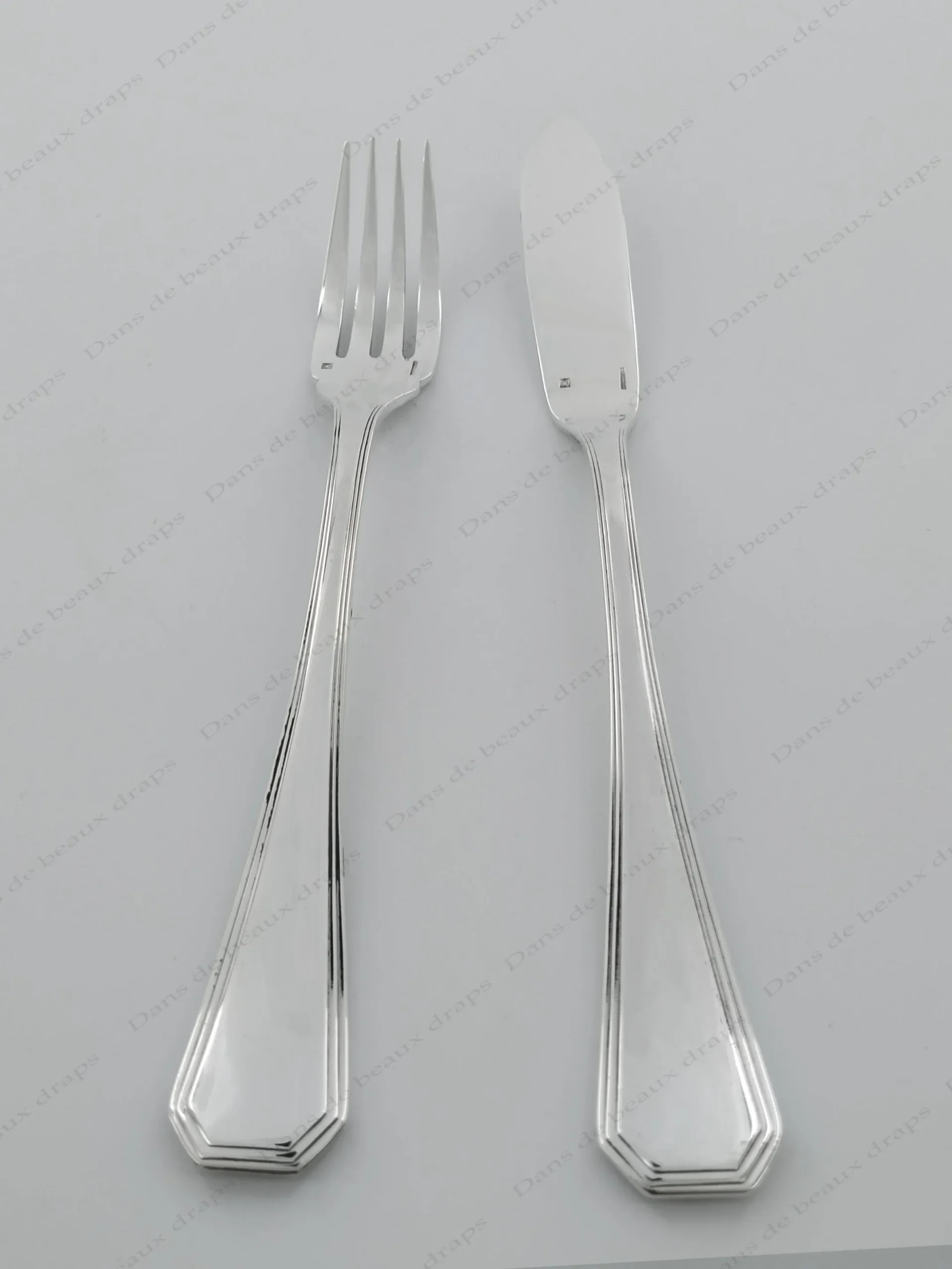 Superbe service à poisson en métal argenté, orfèvre Christofle, modèle América. – Image 5