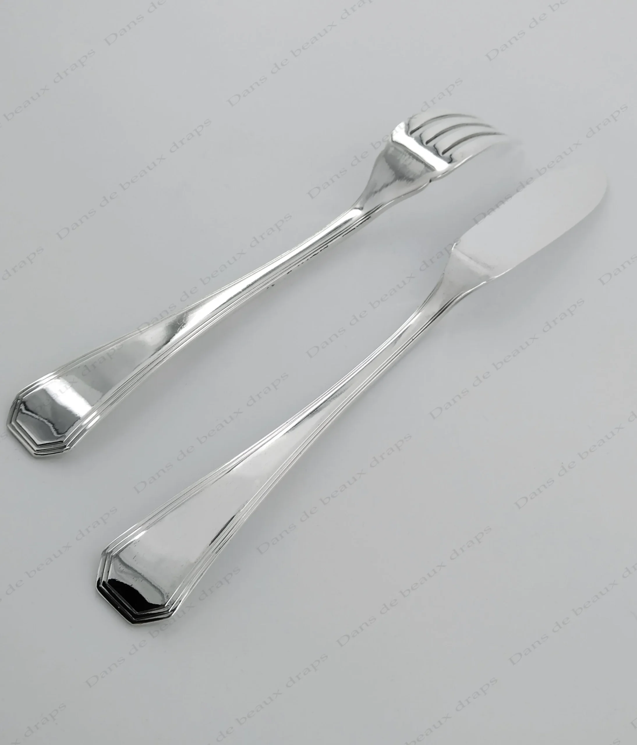 Superbe service à poisson en métal argenté, orfèvre Christofle, modèle América. – Image 6