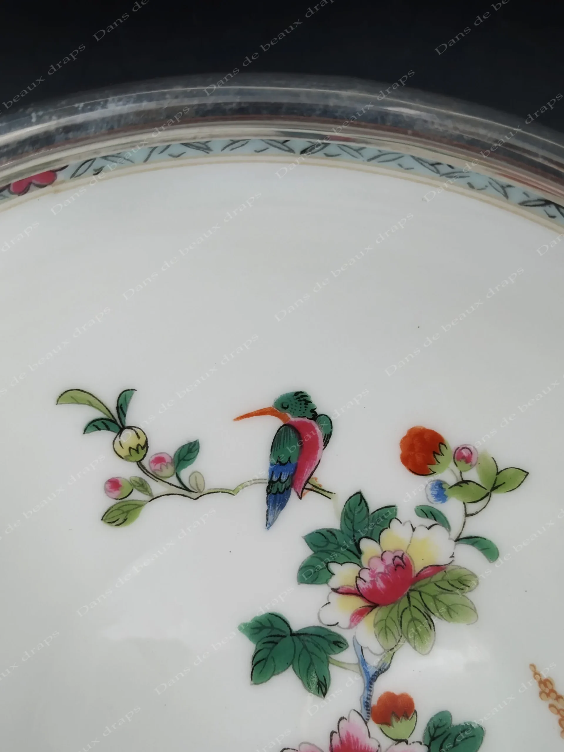 Très jolie coupelle en porcelaine de Limoges et argent, maison Raynaud,orfèvre Puiforcat. – Image 3