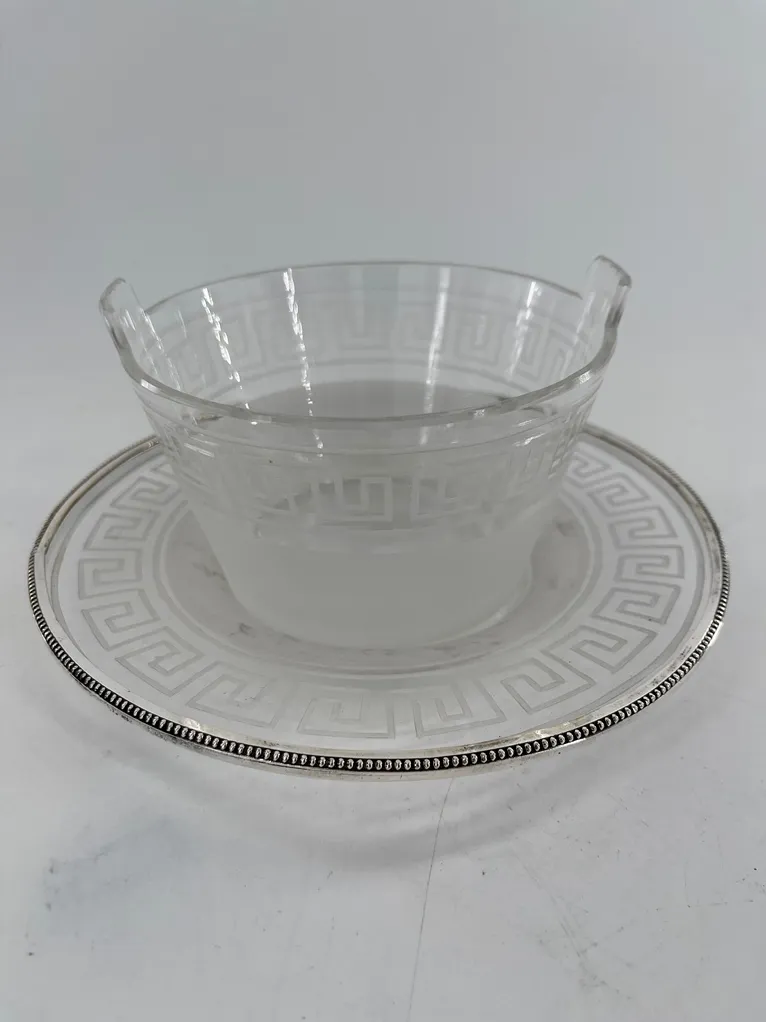 Très belle boite à fromage en cristal et métal argenté, début XXème – Image 6