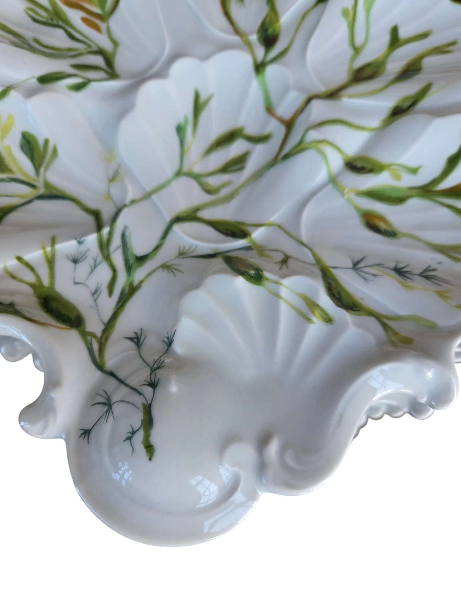 Magnifique série de 12 assiettes en forme de coquille en porcelaine de Limoges – Image 6