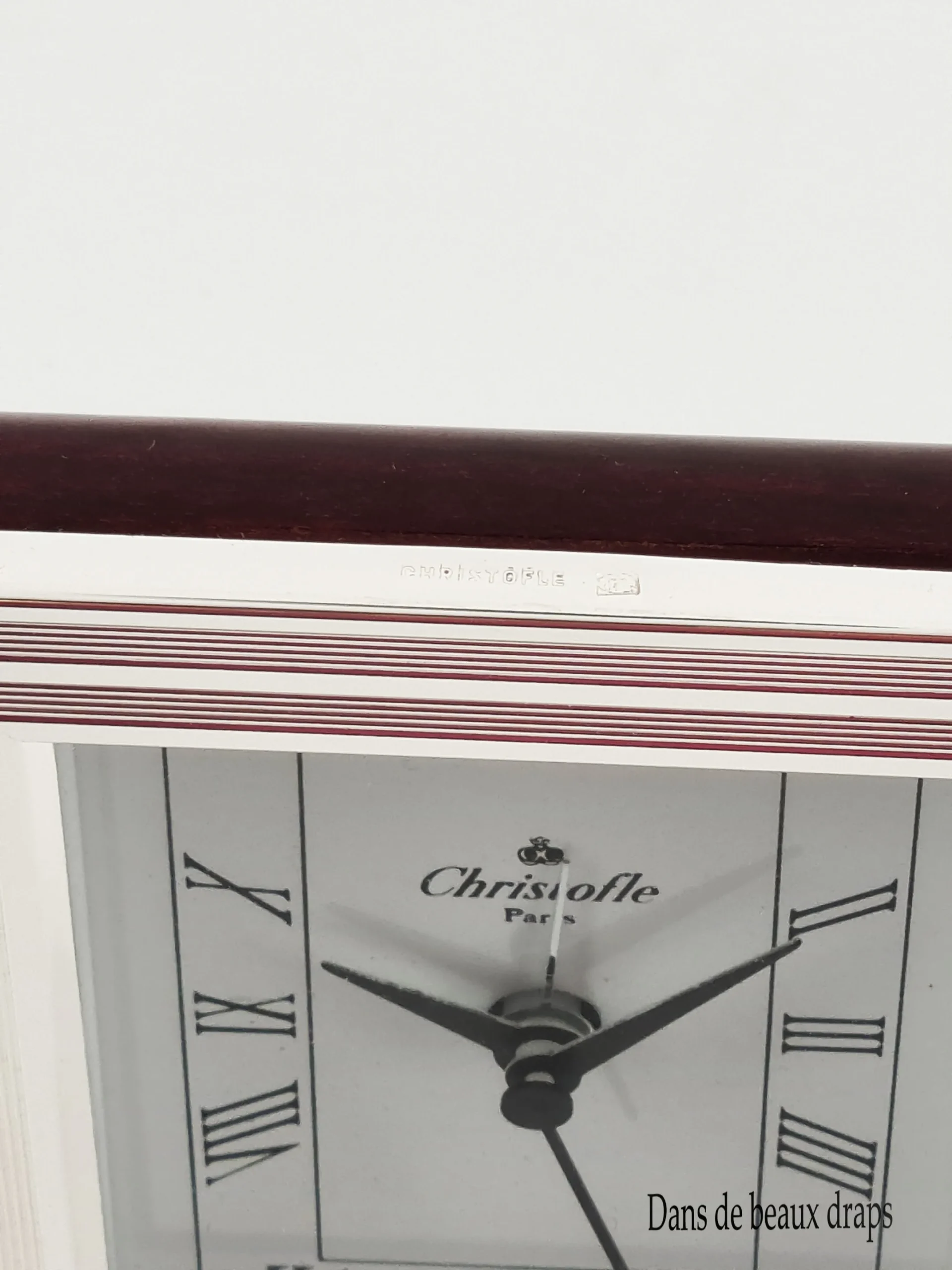 Jolie pendulette de bureau ou réveil en métal argenté,orfèvre Christofle. – Image 2