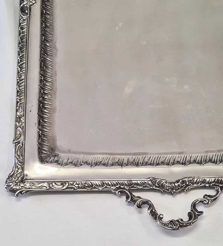 Magnifique plateau en argent massif de style rocaille,fin XIX ème. – Image 7