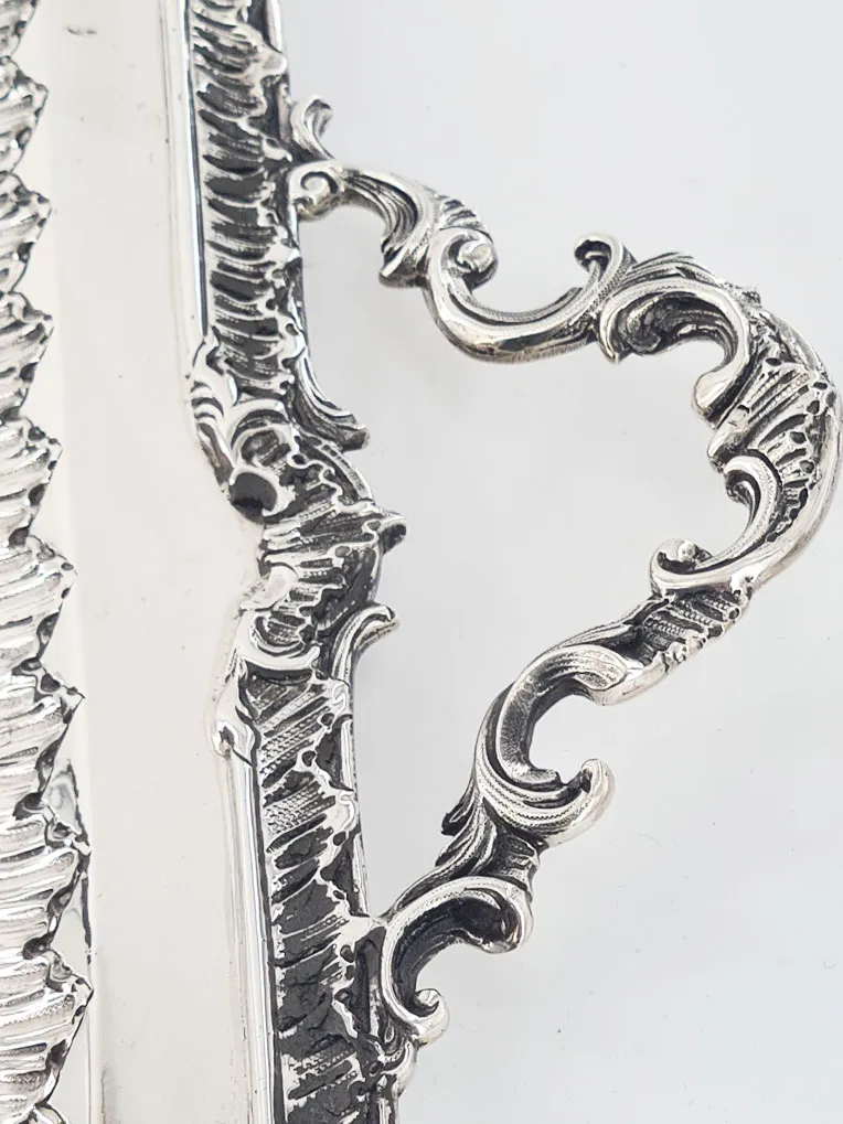 Magnifique plateau en argent massif de style rocaille,fin XIX ème. – Image 5