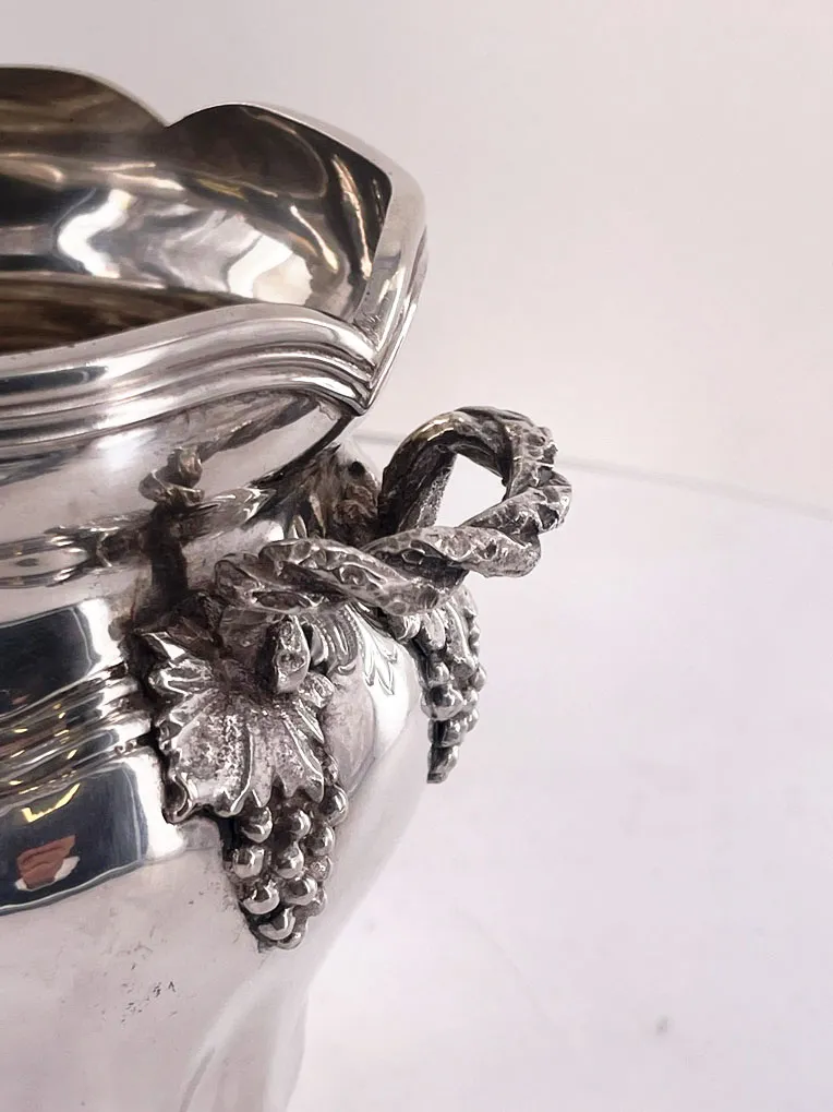 Seau à glace à double prises et sa cuillère en argent 800 millièmes, Italie XXème. – Image 4