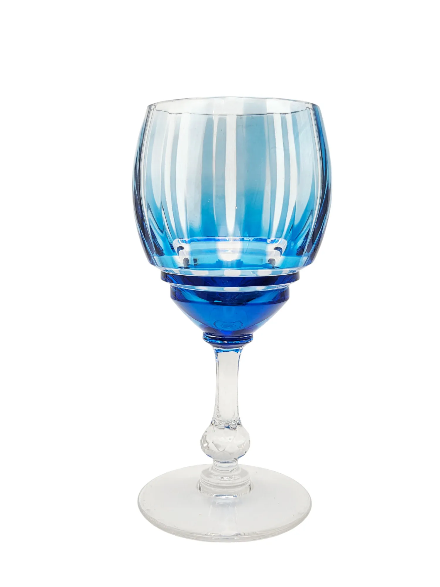 Ensemble de 6 verres en cristal doublé bleu ciel, Saint Louis. – Image 5