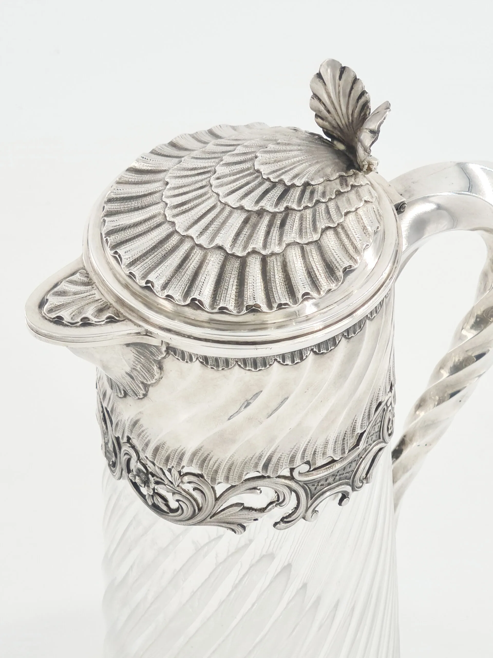 Magnifique aiguière ou pichet en cristal et argent, fin XIXème. – Image 7