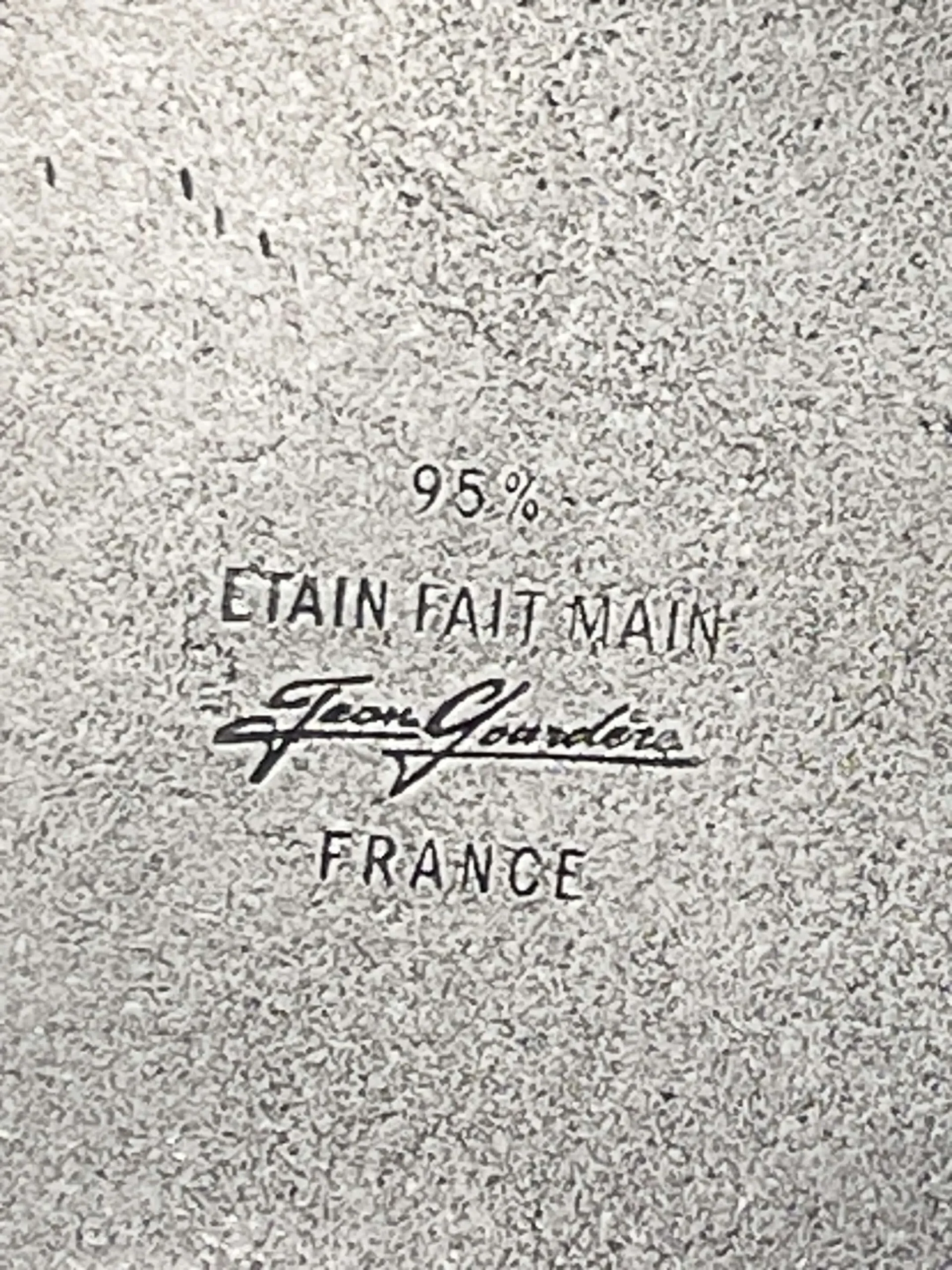 Spectaculaire centre de table en étain et cristal bleu signée Jean Goardère – Image 4