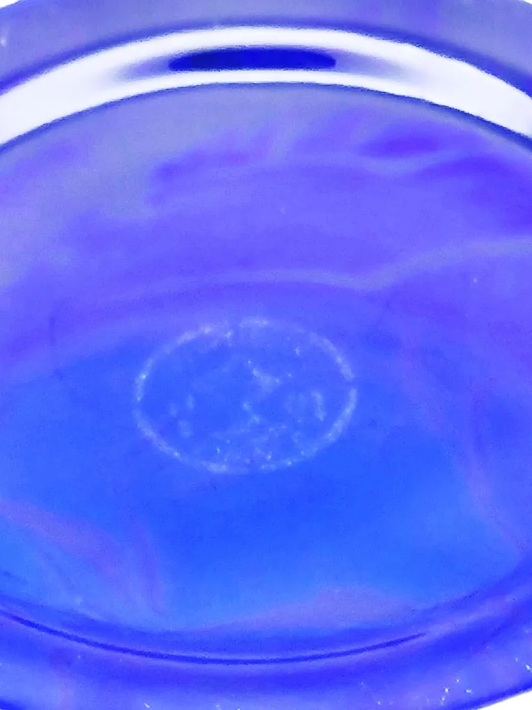 Superbe vase en cristal bleu cobalt à décor de poissons, verrerie de Portieux – Image 5