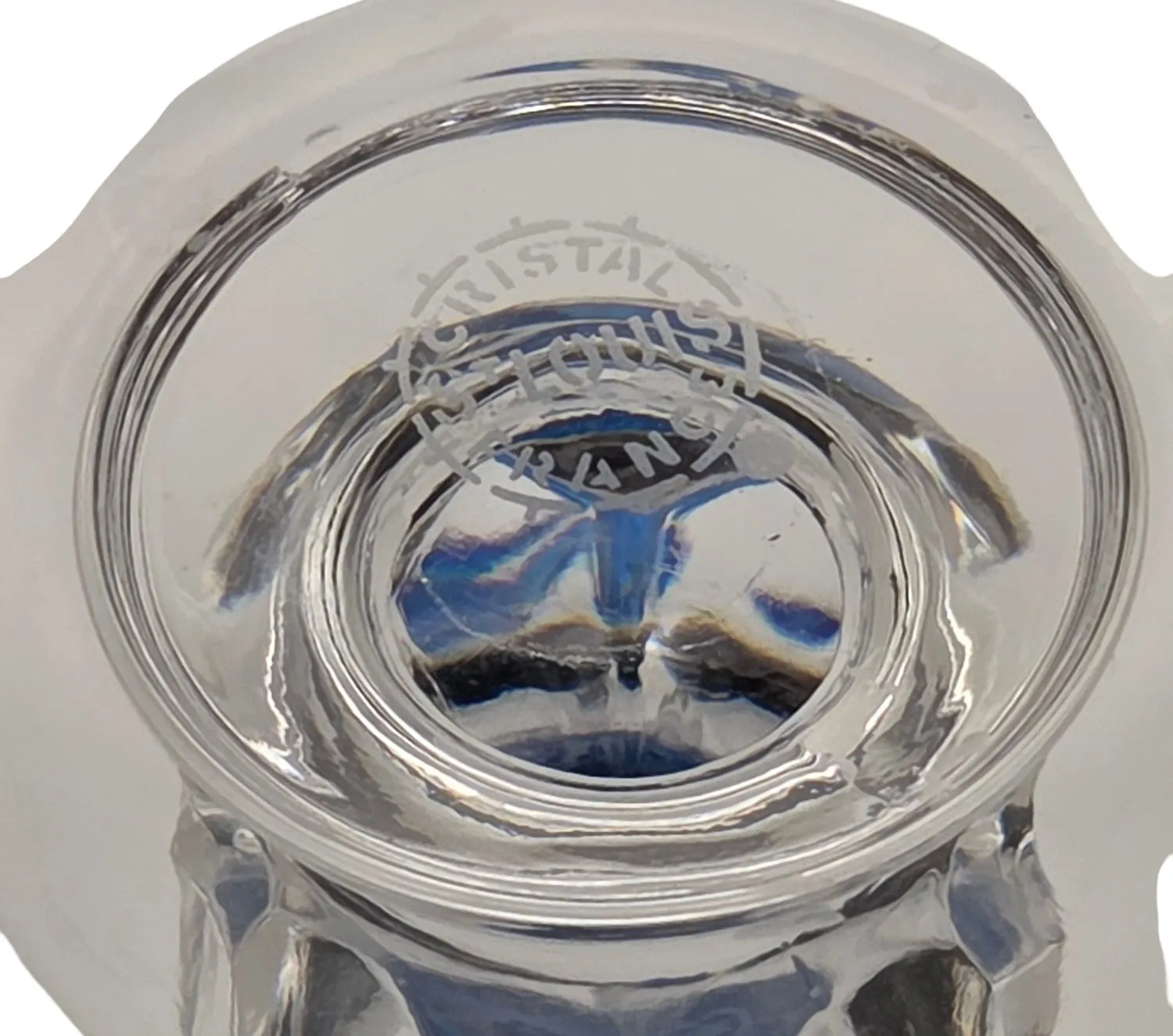 Superbe bougeoir de table en cristal doublé bleu ciel et taillé, Saint Louis – Image 5