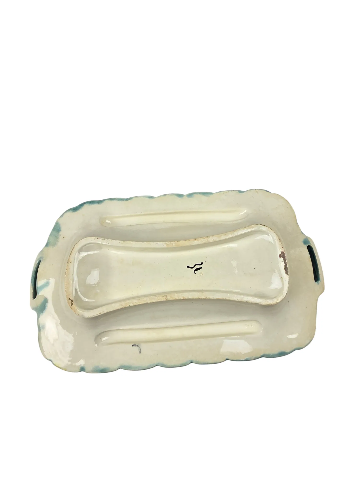 Superbe service à asperges en barbotine, Salins France, début XXème, 14 pièces. – Image 6