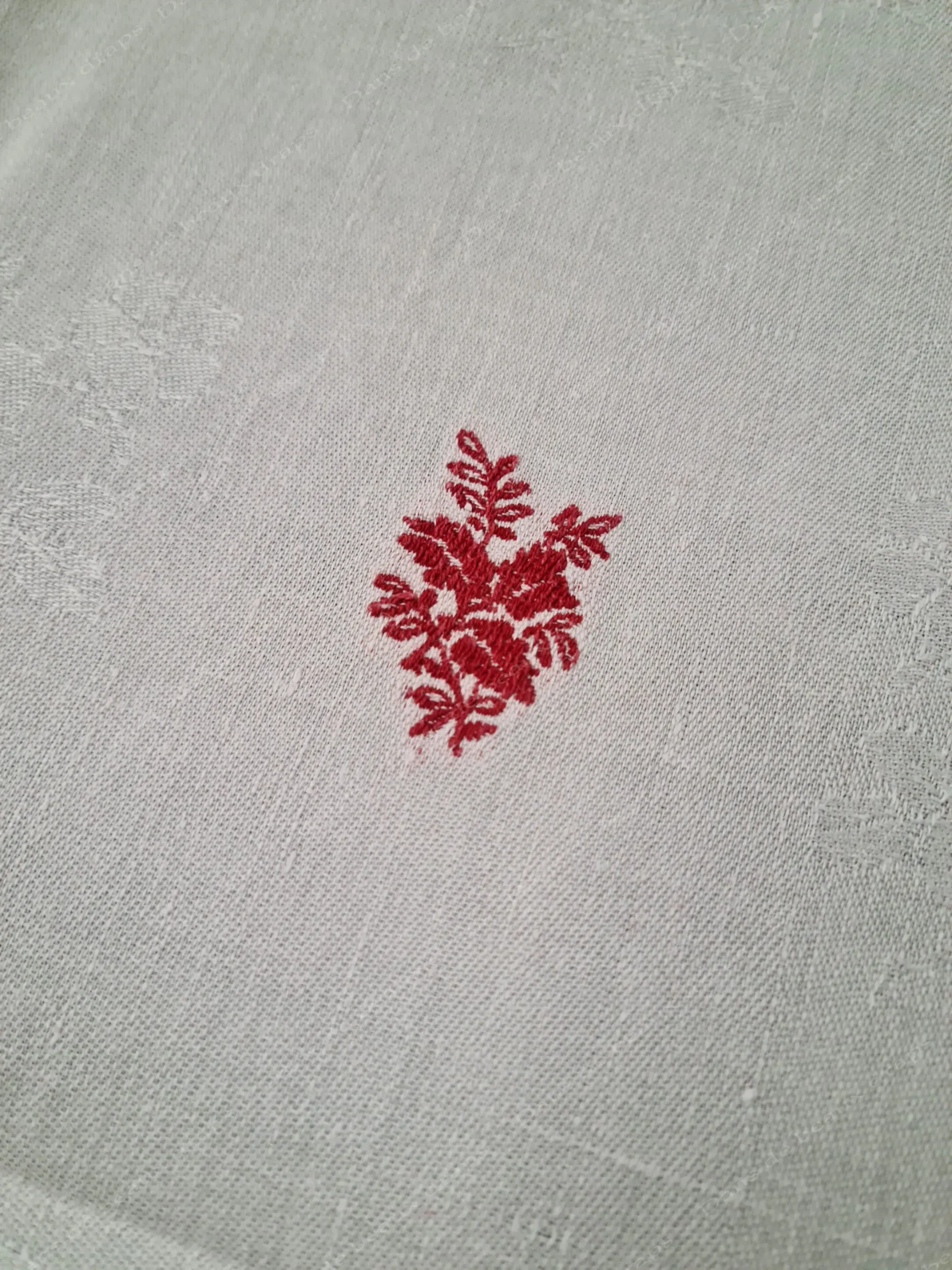 Amusante série de 6 serviettes de table à liteaux,fin XIX ème en damassé de lin. – Image 4