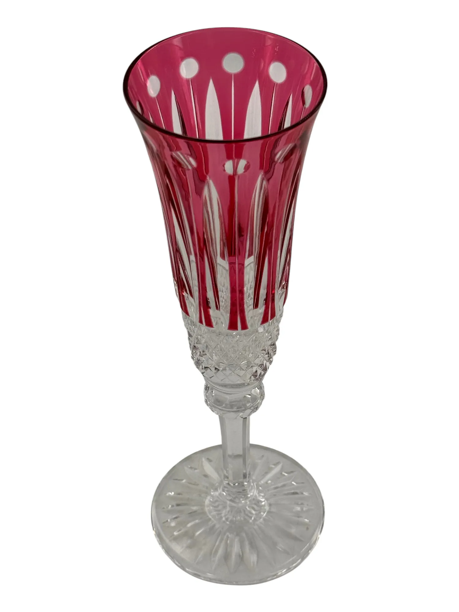 Flûte à champagne en cristal de Saint Louis, modèle Tommy, couleur rose. – Image 2