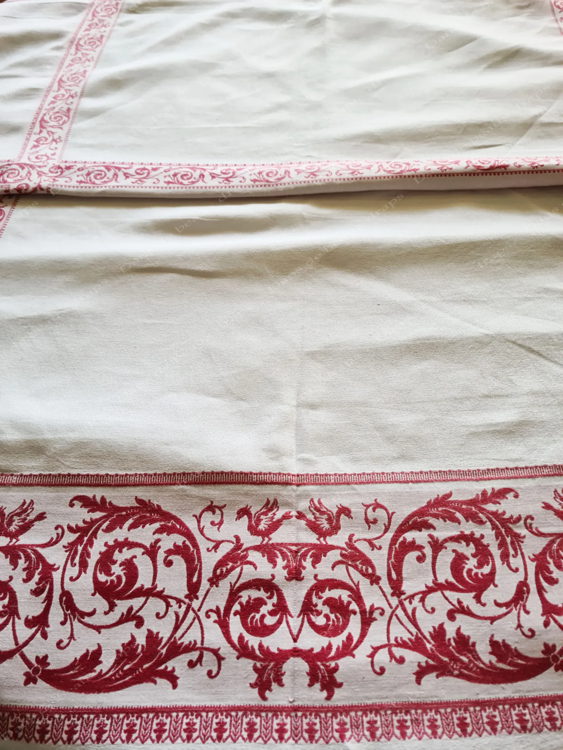 Rare nappe à liteaux rouges en lin,Napoléon III. – Image 5