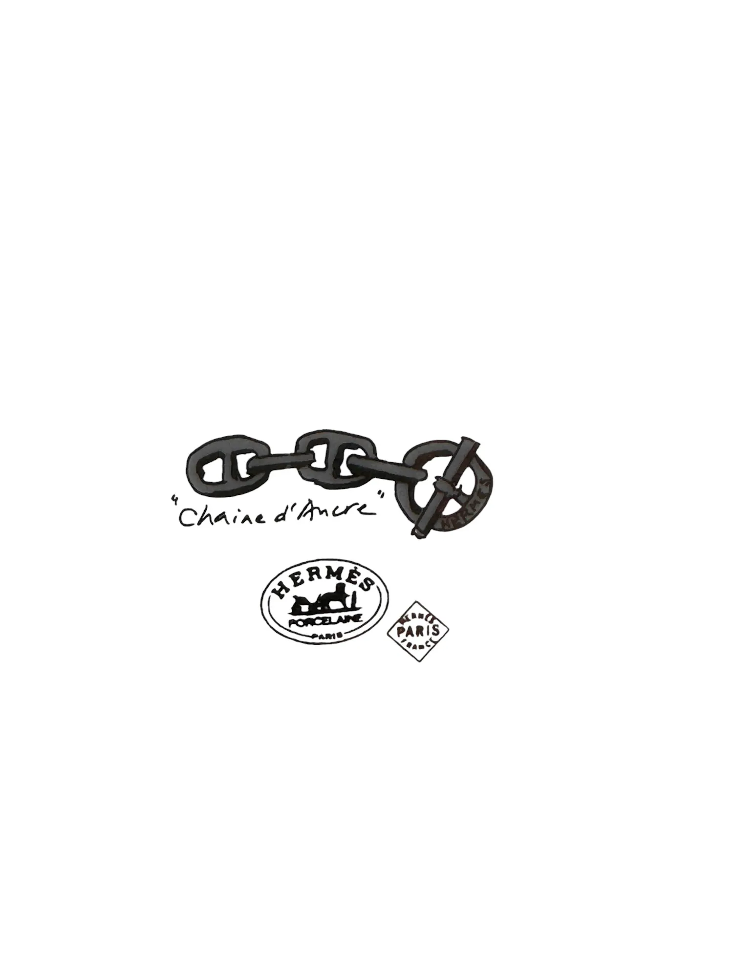 Magnifique service de table en porcelaine, maison Hermès, modèle Chaîne d’Ancre Platine, 57 pièces. – Image 6