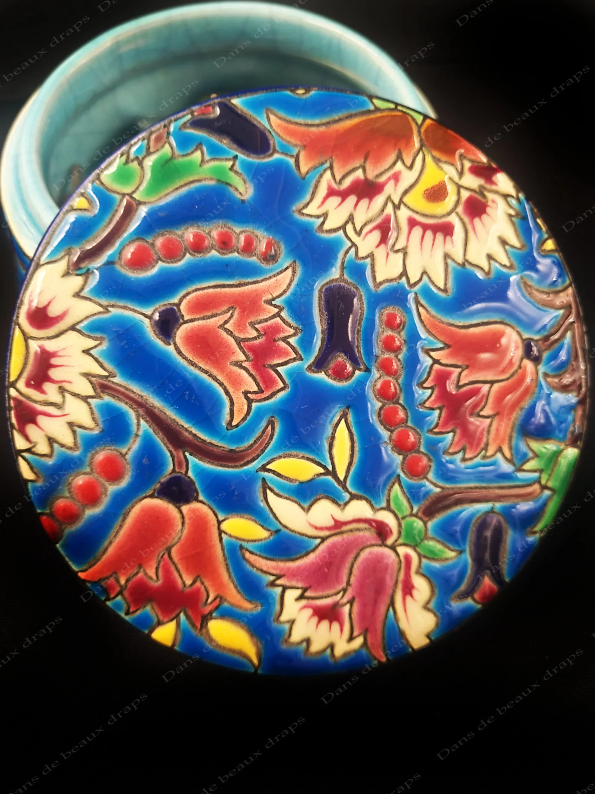 Jolie boite ou bonbonnière en émaux de Longwy,années 50. – Image 3