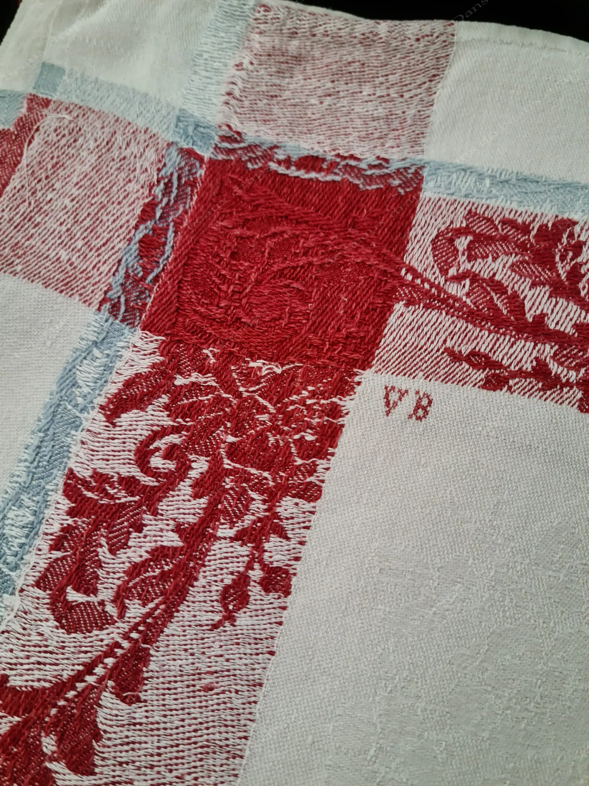 Amusante série de 6 serviettes de table à liteaux,fin XIX ème en damassé de lin. – Image 5