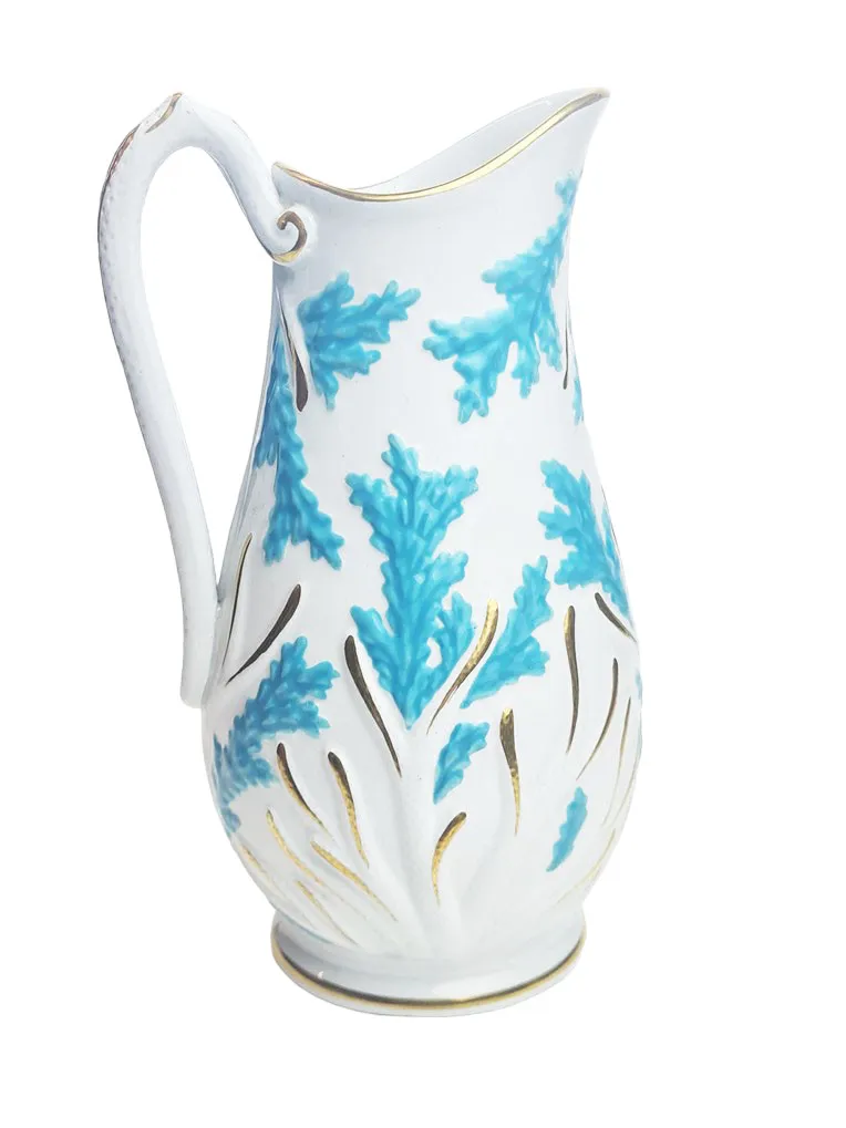 Suite de 3 pichets en faïence à décor de corail turquoise – Image 6