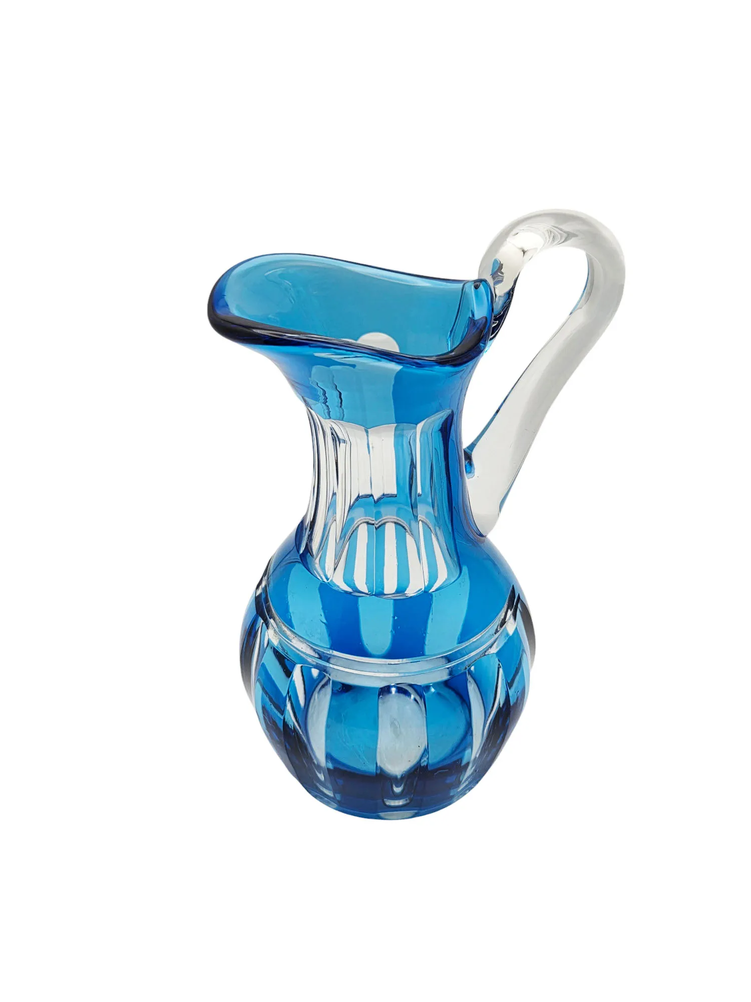 Rare pichet à eau en cristal doublé bleu ciel, Saint Louis. – Image 4