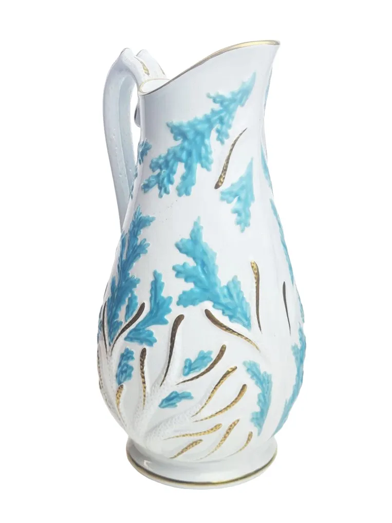 Suite de 3 pichets en faïence à décor de corail turquoise – Image 7