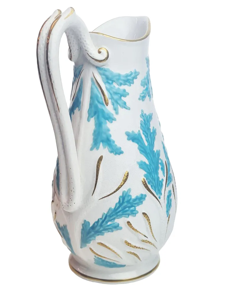 Suite de 3 pichets en faïence à décor de corail turquoise – Image 5