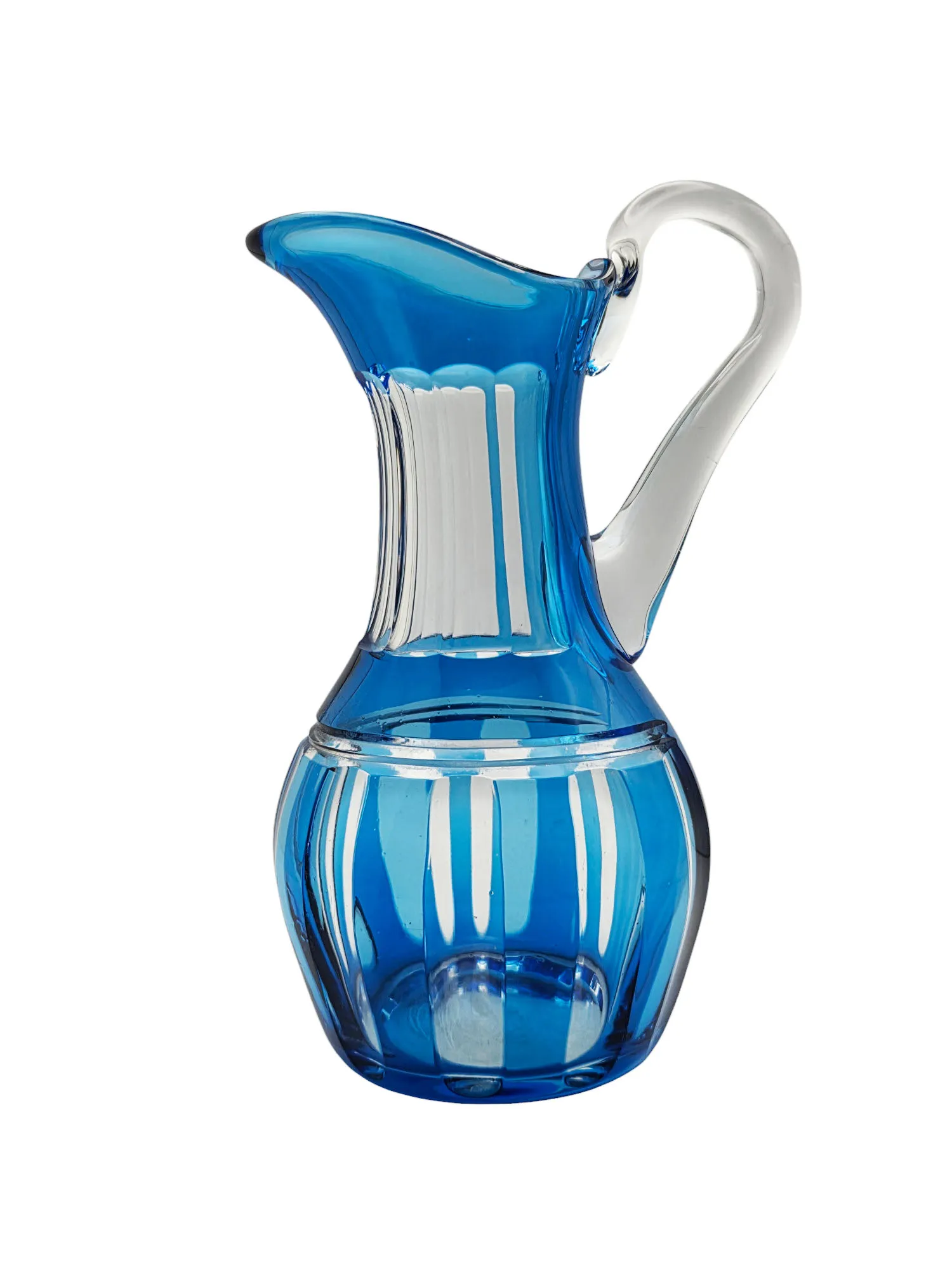 Rare pichet à eau en cristal doublé bleu ciel, Saint Louis. – Image 2