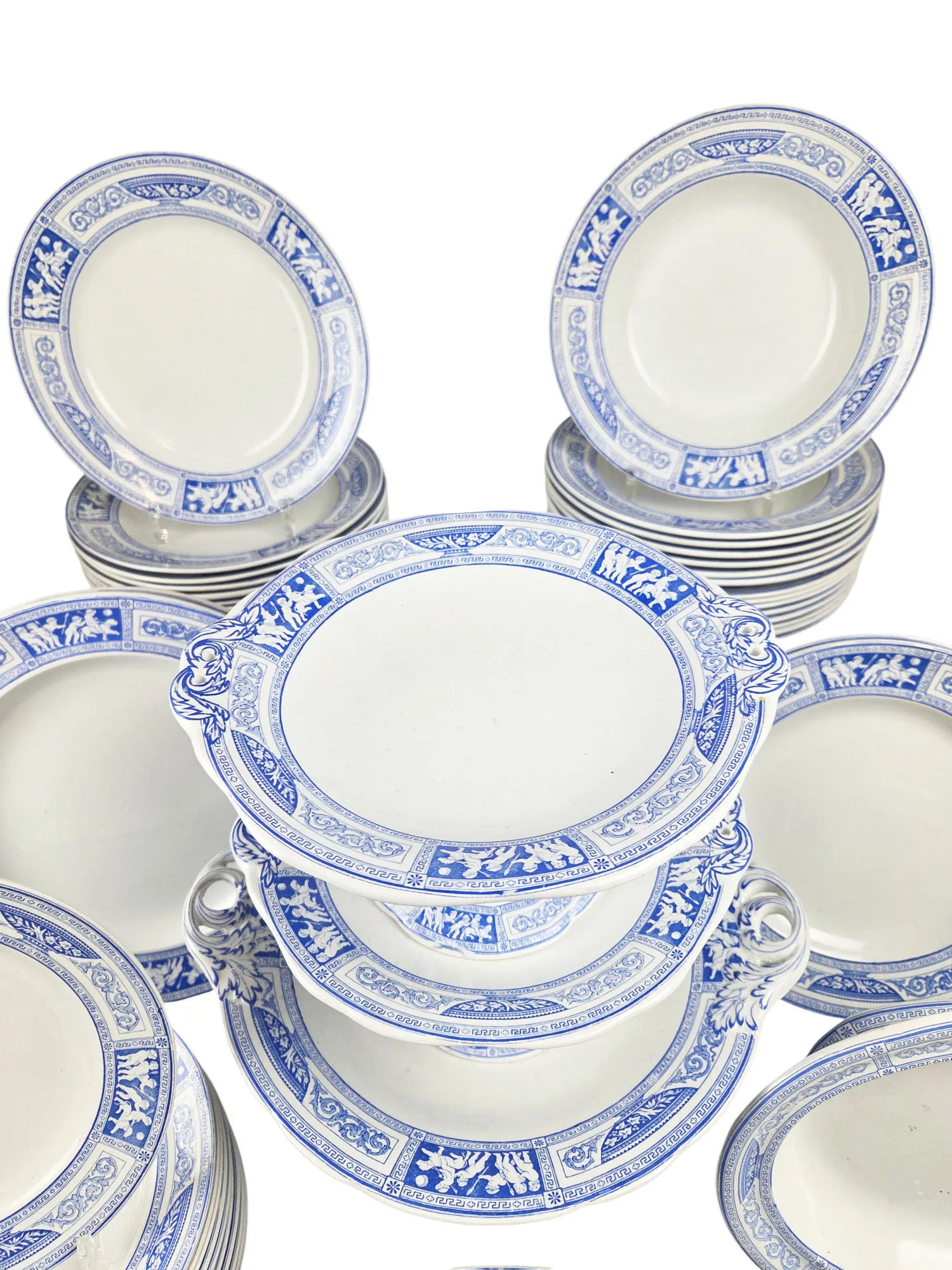 Original service de table en faïence de Wedgwood, modèle Pompéi, 62 pièces, XIXème. – Image 5