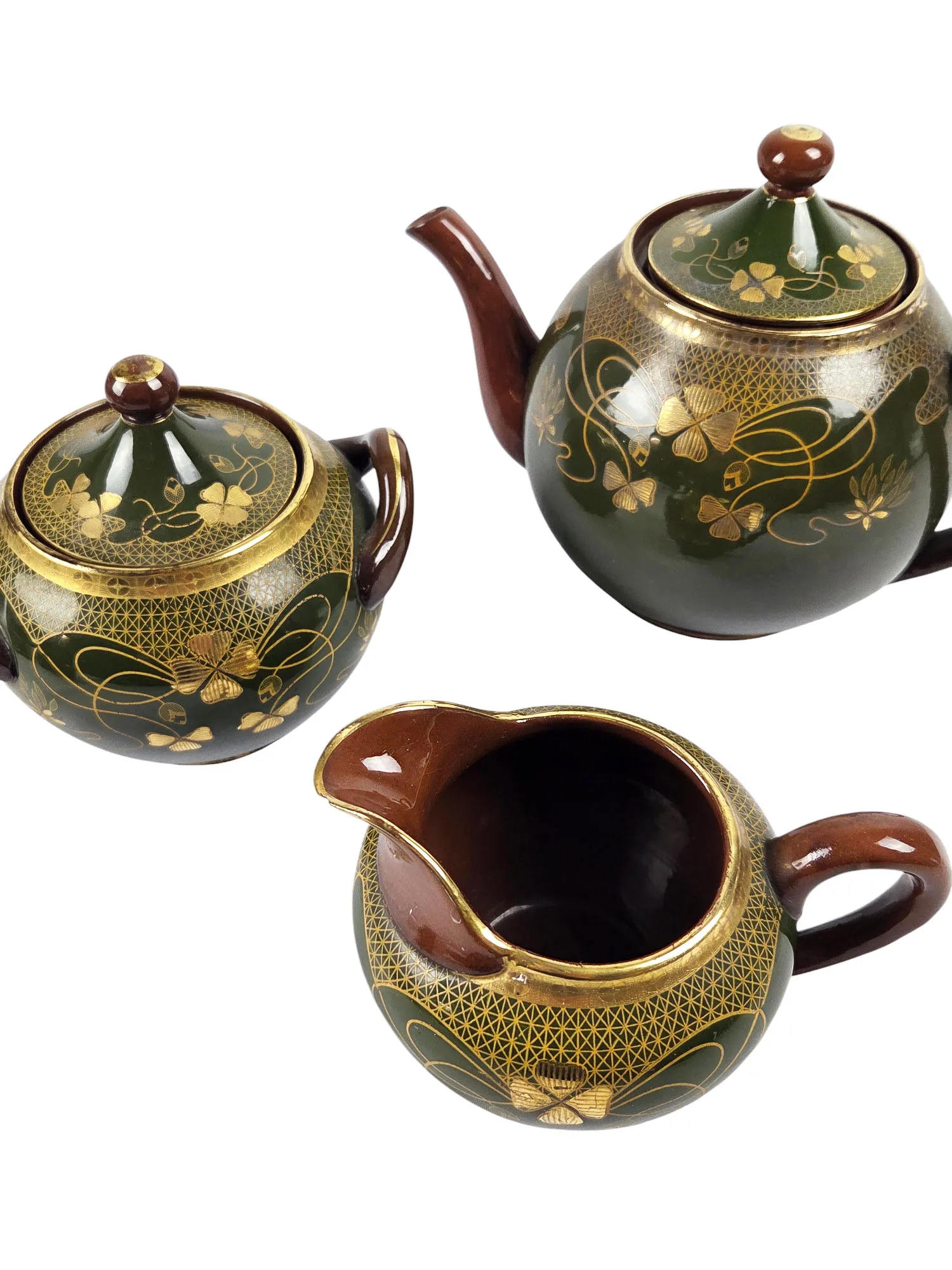 Rare service à thé en grès verni de Sarreguemines, époque Art Nouveau, 23 pièces. – Image 3