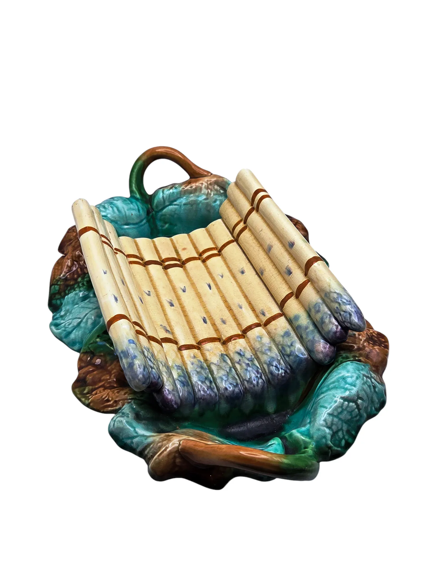 Superbe plat à asperge en barbotine , fin XIX ème. – Image 2